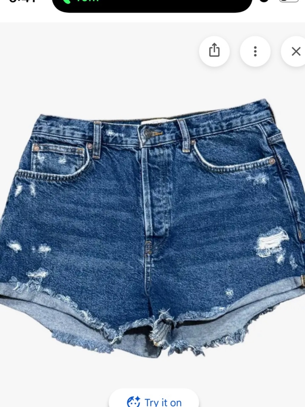 Free People Blue Distressed High-Rise Jean Shorts
